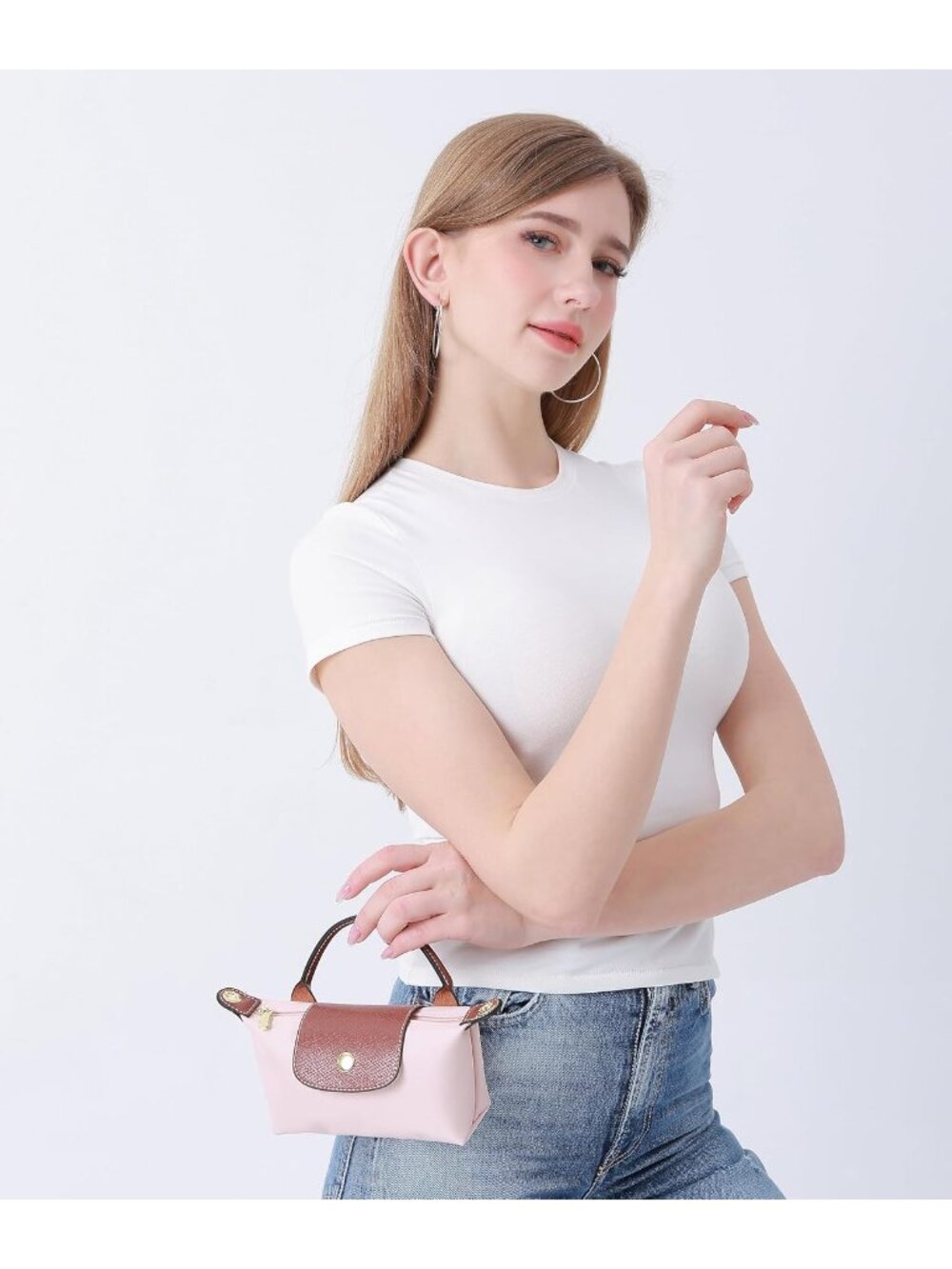 Women's Dusty Pink Crossbody Handbag with Adjustable Strap Fashion Shoulder Bag - Picture 7 of 7